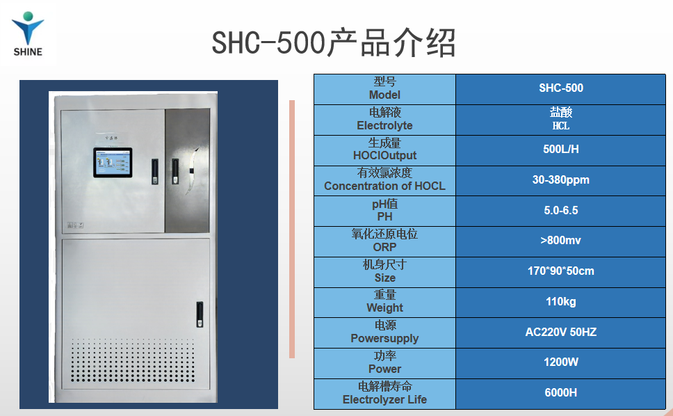 稀鹽酸款SHC500產品參數